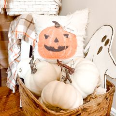 Halloween Pumpkin Fringed Accent Pillow
