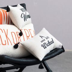 Halloween Saying Tasseled Lumbar Pillow Set of 2