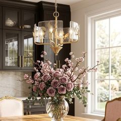 Hammered Glass White Gold Leaf Pendant Light