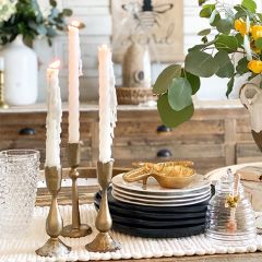 Hammered Gold Metal Taper Candle Holder 6.5 Inch Set of 2