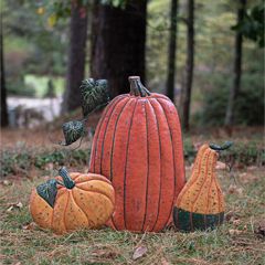 Hammered Metal Pumpkin Yard Stake Set of 3
