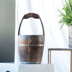 Hand Carved Wood Well Bucket