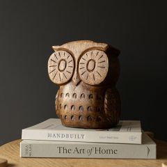 Hand Carved Wooden Owl Figure