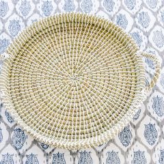 Hand Coiled Seagrass Tray With Handles