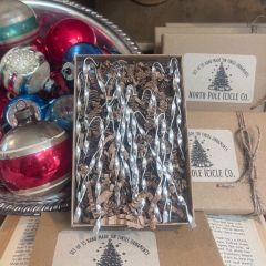 Hand Cut Tin Icicle Ornament Set of 15