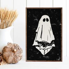 Hand Drawn Ghost Black Framed Wall Art