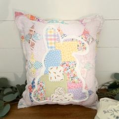 Hand Embroidered Cutter Quilt Bunny Pillow