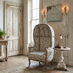 Hand Embroidered Floral Upholstered Balloon Chair | SHIPS FREE