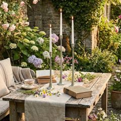 Hand Forged Green Patina Candle Holders Set of 3