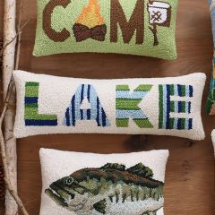 Hand Hooked Lake Throw Pillow