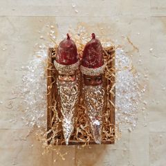 Hand Painted Dark Tone Santa Moon Ornament