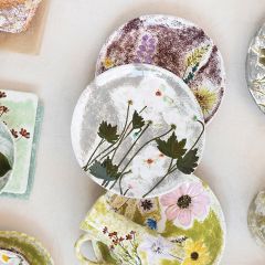 Hand Painted Floral Plate Collection Set of 4