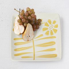 Hand Painted Floral Square Plate