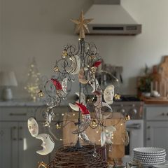 Hand Painted Light Tone Santa Moon Ornament