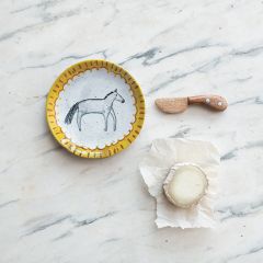 Hand Painted Stoneware Plate with Animal Image Set of 4