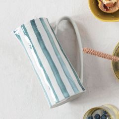Hand Painted Striped Beverage Pitcher