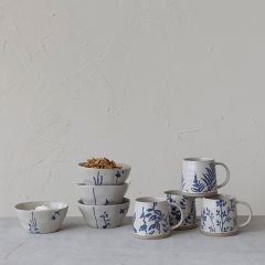 Hand Stamped Botanical Dish Collection Set of 4