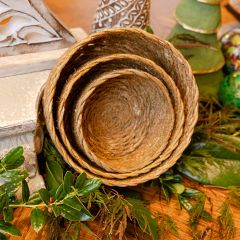 Hand Woven Hogla Grass Nesting Baskets Set of 3