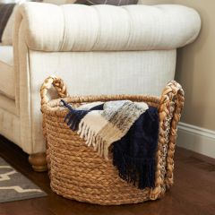 Hand Woven Wicker Handled Storage Basket