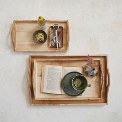 Handled Acacia Wood Trays Set of 3
