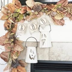 Handled Ceramic Ghost Lantern Set of 2