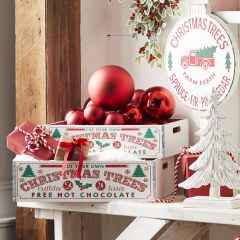 Handled Christmas Crate Trays Set of 2