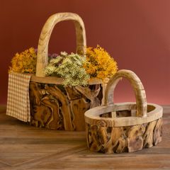 Handled Driftwood Baskets Set of 2