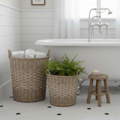 Handled Farmhouse Laundry Baskets Set of 2