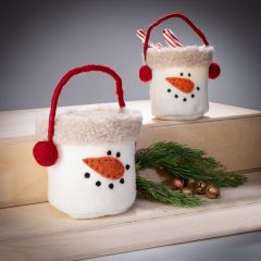 Handled Felt Snowman Bucket Set of 2