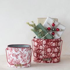 Handled Festive Holiday Bucket Set of 2