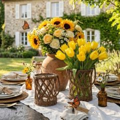 Handled Glass And Wicker Vase