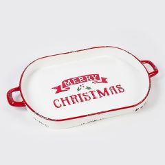 Handled Oval Merry Christmas Tray
