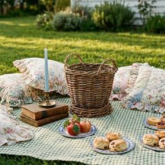 Handled Rattan Planter Basket