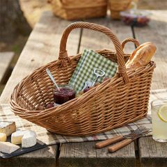 Handled Rattan Scoop Basket 24 Inch