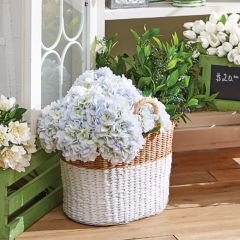 Handled Rattan Tote Basket Set of 2