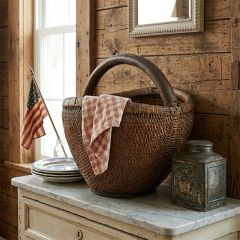 Handled Round Vintage Willow Basket