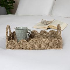 Handled Scalloped Natural Seagrass Tray