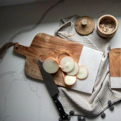 Handled Wood and Marble Serving Board 18 Inch