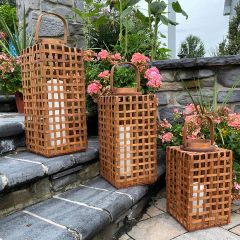 Handled Woven Lantern with Hurricane