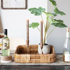 Handled Woven Rattan Nesting Trays Set of 2