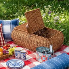 Handled Woven Rattan Picnic Basket