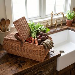 Handled Woven Rattan Picnic Basket