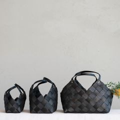 Handled Woven Wood Nesting Baskets Set of 3