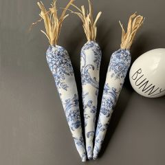 Handmade Blue and White Carrot Set of 3