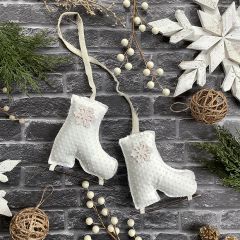 Handmade Fabric Ice Skates Ornament