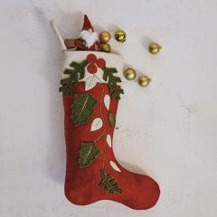 Handmade Holly Berry Wool Stocking