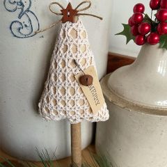 Handmade Lace Covered Christmas Tree on Spindle