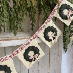 Handmade Merry Christmas Wreath Banner