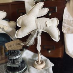 Handmade Neutral Bunny On Spindle