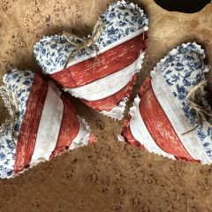Handmade Patriotic Heart Pillow Bowl Fillers Set of 3